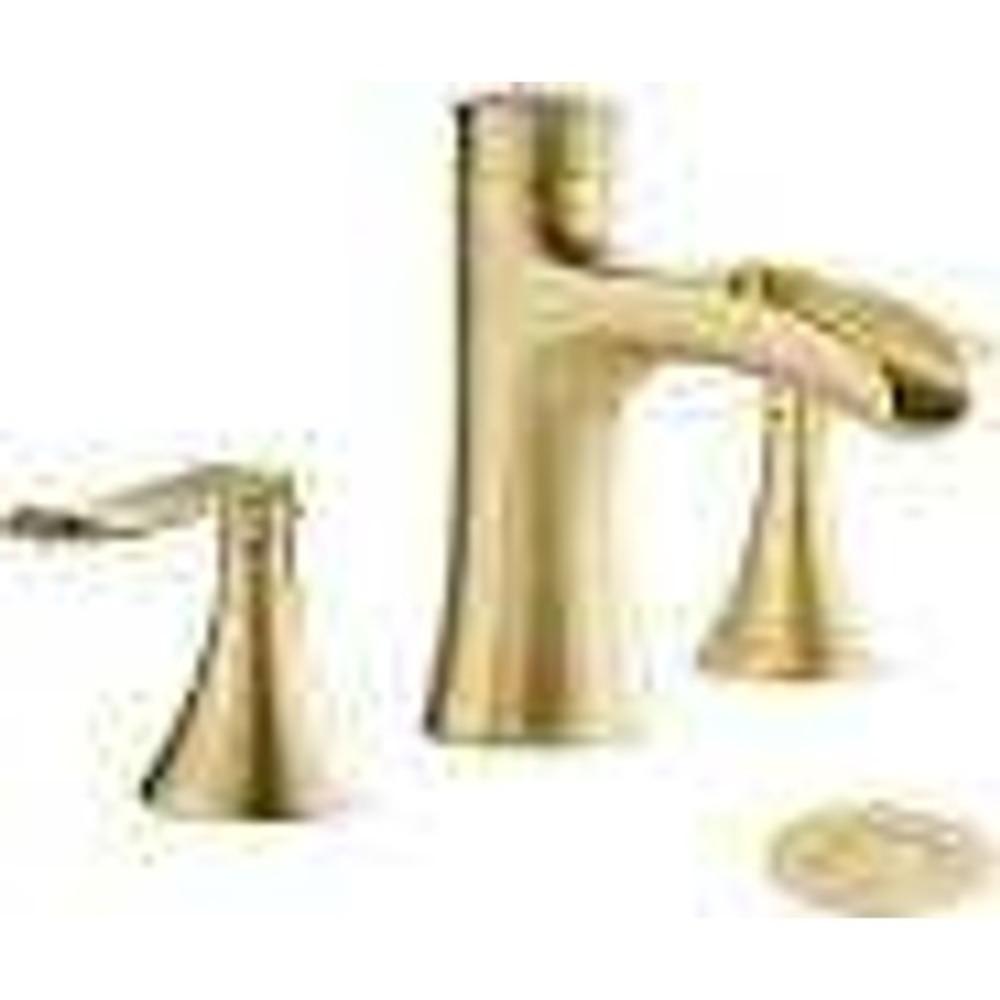 Wovier Matte Gold Waterfall Widespread Bathroom Faucet 3 Hole with Pop Up‎ Drain